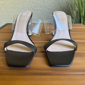 BP Black and Clear Women's Heeled Sandals